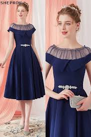 Sale Vintage Navy Blue Homecoming Party Dress Knee Length With Belt Ama86025 At Sheprom Sheprom Is A Fashion Dress Party Knee Length Dresses Fashion Dresses