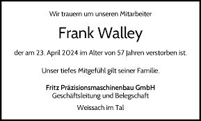 Traueranzeigen von Frank Walley