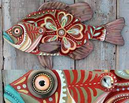 Rachellaundonart Folk Art Fish Fish Wall Art Fish Painting
