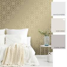 Decadent bedroom with silver and gold details. Muriva Precious Silks Marrakesh Wallpaper Silver Gold 701371 Wallpaper From I Love Wallpaper Uk
