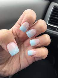 Light Blue French Fade Faded Nails Short Square Acrylic Nails Short Acrylic Nails Designs