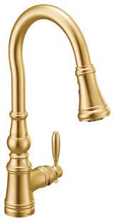 We may earn a commission through products purchased using links on this page. Moen S73004 Weymouth 1 5 Gpm 1 Hole Pull Down Kitchen Faucet Traditional Kitchen Faucets By Buildcom S73004bg Houzz