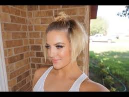 Half Up Top Knot For Short Hair Youtube Short Hair Back Short Wedding Hair Short Hair Top Knot
