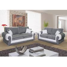 Supprimer cet élément matières principales: Canape 3 Places Et 2 Places En Nubuk Gris Et Pvc Blanc Samba Dya Shopping Fr