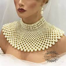 Bridal Jewelry Set Bridal Choker Necklace Earrings Wedding Jewelry Wedding Choker Gold Ivory Pearl J Bridal Jewelry Pearl Jewelry Sets Blue Bridal Earrings