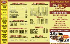Golden Fried Chicken And Fish Menu In Columbus Ohio Usa