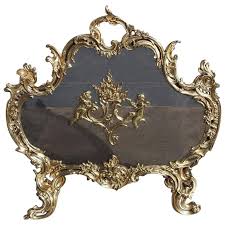 French Brass Cherub And Floral Free Standing Fire Screen Circa 1820 French Brass Brass Cherub