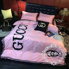 グッチ 布団カバー 4点セット レース掛け布団カバー ベッドシーツ ピローケース ダブルサイズ 5色 おしゃれ gucci 寝具 コットン 大人向け 高級 インテリア 四季汎用 ベッドセット 布団カバー ベッドシーツ