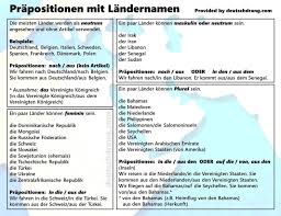 Most Countries Are Neuter And No Problem To Use With Prepositions Nach Aus But As Always Some Of Them Think They Need An Extr Deutsch Lernen Deutsch Lernen