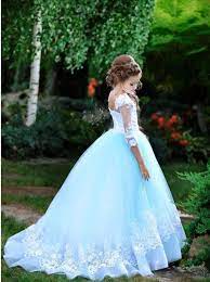 Beautiful Blue And White Flower Girl Dress Holiday Etsy In 2021 Princess Flower Girl Dresses Little Girl Wedding Dresses White Flower Girl Dresses