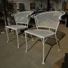 Vintage metal kitchen chairs round base patio furniture. 3