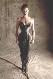 This Fabulous Leather Corset Dress Is A Perfect Hobble Dress As Well With Very Little Movement Available For He Hobble Dress Hobble Skirt Corsets And Bustiers