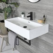 There are 280 modern towel rail for sale on etsy, and they cost $42.91 on average. Milano Elswick White Modern 750mm X 420mm Rectangular Wall Hung Basin With Black Towel Rail