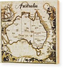 Starting at the upper left corner (the northwest corner), trim the pages on the right or bottom edges. Art Art Prints Vintage Map Of Australia Australi Vintage Australia Map Australia Map Print