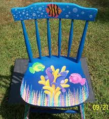 Fish Chair Seat Back Spraycanann Painted Kids Chairs Whimsical Furniture Hand Painted Furniture