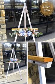 White Wedding Floor Easel With Adjustable Shelf Wooden Art Etsy Farmhouse Wedding Decor Rustic Wedding Signs Rustic Wedding