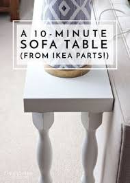 A 10 Minute Sofa Table Using Ikea Parts Diy Sofa Table Ikea Furniture Hacks Ikea Diy