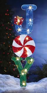 42 Lighted Joy Christmas Yard Art Stake Decor Holiday Garden Candy Outdoor Christmas Yard Art Outdoor Christmas Christmas Yard