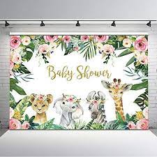 Mocsicka Safari Baby Shower Backdrop Sweet Baby Girl Jung Https Www Amazon Com Dp B Safari Baby Shower Girl Wild Birthday Party Safari Animals Baby Shower