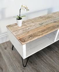 Retro Reclaimed Coffee Table Turvas 100x42cm Rustic Pallet Wood Distressed Farmhouse Style Vintage Hairpin Legs Boho Style Pallet Furniture Living Room Reclaimed Coffee Table Coffee Table Wood