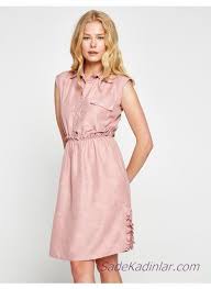 Koton Elbise Modelleri Pudra Kisa Gomlek Yaka Dugmeli Kolsuz Cep Detayli Elbise Modelleri Elbise The Dress