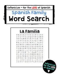 Spanish Family La Familia Word Search Words Word Families Substitute Lesson Plan