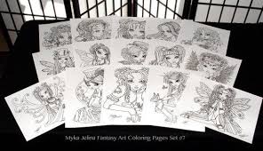 Set 7 Printable Coloring Book 15 Pages Myka Jelina Art Fairy Coloring Book Line Work Coloring Pages Digital Download Fairy Coloring Book Coloring Books Coloring Pages