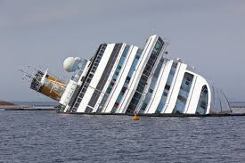 a cruise ship roll before it capsizes