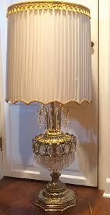 Antique Vintage Hollywood Regency Crystal Chandelier Table Lamp Crystal Table Lamps Lamp Chandelier Table Lamp