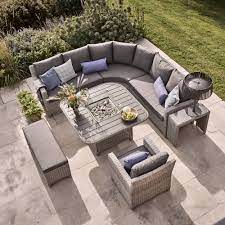 2021 Kettler Palma Grande Fire Pit 8 Seat Garden Dining Sofa Set