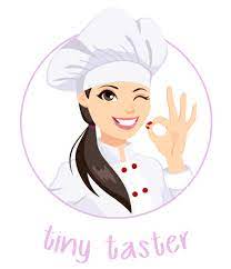 Tiny Taster Here I Am Tiny Taster Because I Am Only 5 Feet Tall With An Enormous Appetite For Food Love And Life Chef Logo Cartoon Chef Bakery Logo Design