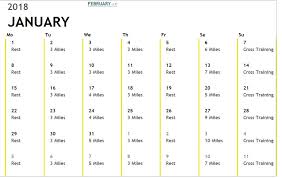 Marathon Training Calendar 4 Steps