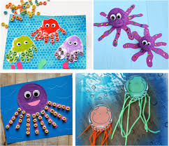 Ocean and sea life crafts and learning and sensory activities for kids including projects about fish, whales, sharks, starfish, tide pools, the beach, and more! 50 Adorable Ocean Crafts For Kids