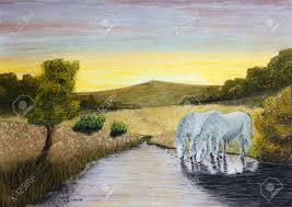 Tuve la gran suerte de ver su carita cuando le entregaron el pastel, ¡qué emoción! Pintura Pasteles De Caballos En Un Rio Fotos Retratos Imagenes Y Fotografia De Archivo Libres De Derecho Image 53804885