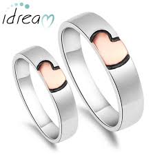 Black And Pink Rings For Her Rose Gold Black Heart Couple Wedding Rings Couples Ring Set Promise Rings For Couples Baby Gold Rings