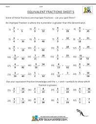 Equivalent Fraction Chart Printable World Of Reference