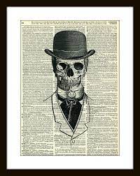 Mr Skeleton With Top Hat Vintage Dictionary By Charlottesartshop 8 00 Art Vintage Dictionary Skeleton Tattoos