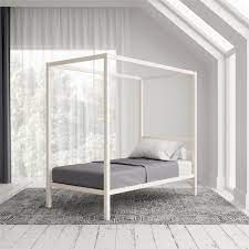 Costway goplus 4 corner post bed canopy mosquito net full queen king size netting bedding white. Dhp Modern Metal Canopy Bed White Twin Walmart Com Walmart Com