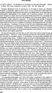 Tion to those coming to aesthetics and the philosophy of art for the first time. Art And Its Objects An Introduction To Aesthetics By Richard Wollheim Harper Row New York Evanstown London 1968 Pp 152 Price 18 Philosophy Cambridge Core