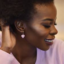 Pink Heart Earrings Enamel