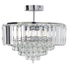 The fixture is made of metal and has chrome finished this dazzling flush mount chandelier createsthis dazzling flush mount chandelier creates an ambient glow. 3 Light Flush Polished Chrome Crystal Laura Ashley Lighting