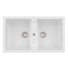 The greater part of modern kitchen sinks have two bowls. Double Kitchen Sink Bergen Roca Without Drainboard Composite Overmount