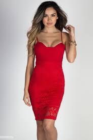 Spaghetti Strap Knee Length Bodycon Red Lace Cocktail Dress Bodycon Cocktail Dress Red Cocktail Dress Cocktail Dress Lace