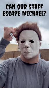 Michael Meyers stopped by GLAM today 😱 and Kassie may or may not have made  it… what do you think?? , Could YOU escape? , #michaelmeyers #halloween  #cincinnatinonprofits