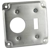 Steel City RS-1 4" Square Surface Cover, Toggle Switch & 1-13/32" Single  Receptacle, 1/2" Deep, Steel