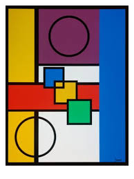 Composition With Circle And Square Giclee Print Diana Ong Art Com Square Art Square Painting Abstract Geometric Art