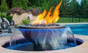 This decorative water fountain measures 20.5 x 20.5 x 36.5 to fit almost any outdoor space. Fire And Water Fountains A Popular Landscape Feature That S Hot
