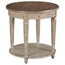 Save on wood end tables with shelves, drawers, doors and other storage features. Hammary Westdale Round End Table With Distressed Finish Crowley Furniture Mattress End Tables