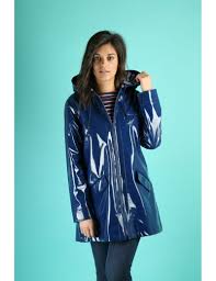 La deuxième couleur et un bleu gris. Cire Brillant Armor Lux En Plastique Polyurethane Plastic Raincoat Mode Pluie Manteau Impermeable Impermeable Bleu