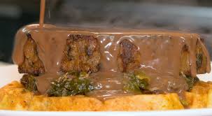 Also if you mix the ingredients with a large fork, then it will keep the meatloaf from becoming too dense. Bbq Southern Meat Loaf With Cornmeal Waffles Gravy As Seen On Restaurant Impossible Robert Irvine